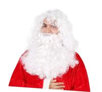 VERDANVERSE Perruque Blanche Longue Bouclée et Barbe Père Cosplay Accessoires Costume pour Fêtes et Carnaval Matériau Sûr et Confortable