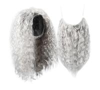 VERDANVERSE Perruque Et Barbe Pour Halloween Cosplay Perruque De Sorcier Grise Longue Accessoire De Costume Pour Fête