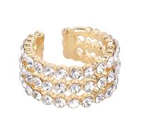 VERDANVERSE Pince-Oreille Femme Argentée Brillante à Clip Forme C Multicouche Cristaux Colorés Petite Pince-Oreille Blanche Décorative pour Usage Quotidien et Voyages