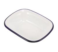 VERDANVERSE Plat à Four Rectangulaire Émaillé 16 Cm Bordure Bleue - Plaque de Cuisson Multifonction Cuisine Moule à Pâtisserie Résistant aux Rayures Plateau de Cuisson Sain sans Danger