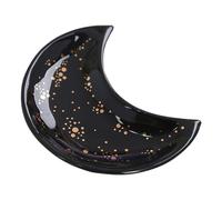 VERDANVERSE Plateau Céramique Forme Lune Noir Décoratif et Multifonction pour Fruits Bijoux et Rangement et Style Européen Élégant