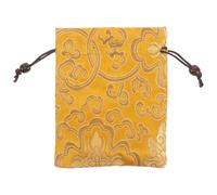 VERDANVERSE Pochette Brodée en Soie Jaune Légère et Facile à Nettoyer, Style Chinois Élégant, Paquet à Bijoux et Porte-Monnaie à Cordon pour Téléphone et Collier