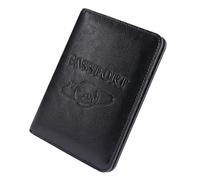 VERDANVERSE Porte-Passeport Portable Cuir Noir Multi-Fonction Pochette de Voyage avec Protection RFID pour Cartes et Documents Organisateur Pratique et Compact