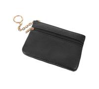 VERDANVERSE Portefeuille Mini en Cuir Noir à Double Zip avec Porte-clés | Deux Compartiments Zippés, Alliage et Cuir, Format Compact pour Voyage et Shopping, Pensé pour Femmes
