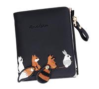 VERDANVERSE Portefeuille Pliable Animal Noir pour Femme Porte-Monnaie Multifonctionnel Grosse Capacité Porte-Cartes Intégré Compact et Léger pour Usage Quotidien et Bureau