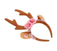 VERDANVERSE Reindeer Antler Headband With Flowers And Ears Lightweight Christmas Hair Decoration For Comfortable Elk Horn Hoop For Holiday Parties