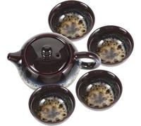 VERDANVERSE Service à Thé Kung Fu en Céramique 5 Pièces Théière Petite Taille Style Antique Couleur Céramique Émail Ensemble Thé Maison Pratique Usage Bureau et Salon