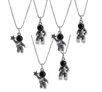 VERDANVERSE Set de Colliers Pendentif Astronaute en Acier Inoxydable Noir, Léger et Résistant Lot de 6 Design Créatif pour Petits Présents Fête des Mères
