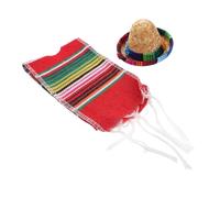 VERDANVERSE Set de Décoration Mexicaine pour Bouteilles avec Mini Sombrero et Écharpe Rayée Rouge Accessoires Festifs pour Fête et Festival Ornement Mexicain Élégant et Charmant