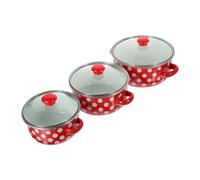 VERDANVERSE Set de Mini Marmites Émail Rouge à Pois Blancs Casseroles Polyvalentes Antiadhésives Faciles à Nettoyer pour Cuisine Quotidienne