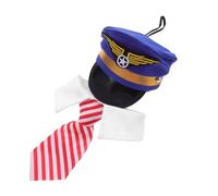 VERDANVERSE Set Déguisement Pilote pour Animaux Chapeau Capitaine avec Noeud Accessoire Cosplay Chien et Chat pour Noël et Halloween