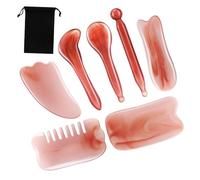 VERDANVERSE Set Outils de Massage Gua Sha Résine avec Pochette de Rangement Massage Facial et Acupuncture pour Visage Cou et Corps Léger