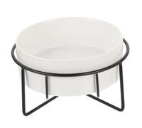 VERDANVERSE Surélevée pour Chat et Chien avec Bol Céramique Blanc et Support Métallique Noir Design Ergonomique Facile à Nettoyer pour Alimentation Confortable des Animaux de Compagnie