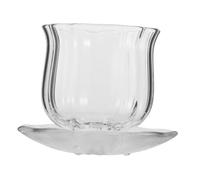VERDANVERSE Tasse Verre Transparente Forme de Citrouille avec Sous-verre Set pour Kung Fu pour Thé Parfumé Décoration Automnale et Halloween