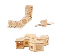 VERDANVERSE Tunnel Labyrinthe pour Hamster en Bois Naturel Résistant et Polissage Soigné, Jeu D’activités Amusant avec Balançoire, Taille Compacte pour Cage, Jouet Interactif pour Petits