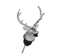 VERDANVERSE Verseur à Vin Bouchon de Bouteille en Alliage de Zinc Argenté de Tête de Cerf Compatible Plupart des Bouteilles de Liqueur, pour Restaurants et Cafés