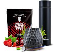 Verde Mate Energía Guaraná 400g kit yerba maté thermos LED calebasse | Kit yerba maté Verde Mate Energía Guaraná 400g avec thermos LED, calebasse en céramique, bombilla, sous-verre et nettoyant