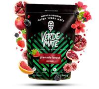 Verde Mate Green Grenade Boost - Mate vert grenade guarana brésilien 500g | Yerba mate vert brésilien sans poussière au goût fruité de grenade, acérola, guarana et pétales de fleurs 100% naturel