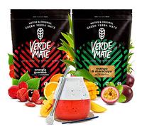 Verde Mate Green - Lot de 2 yerba mates | Guarana, baies de goji, mangue | Thé vert brésilien Yerba mate | Doux | Caféine naturelle | 2 x 500 g | 1 kg