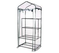 VERDELOOK - Serre avec 2+2 étagères et toile PVC transparente avec ouverture à charnière, 69x49x157 cm, serre de jardin et de balcon, pour la protection des plantes, pour le jardinage, métal peint
