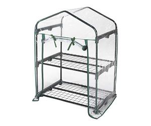 VERDELOOK | Serre rectangulaire avec 2 étagères sans roulettes avec bâche PVC transparente, 69x49x92 cm, serre de jardin et de balcon, pour la protection des plantes, l'hiver, pour le jardinage