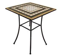 VERDELOOK Table mosaïque 80 x 80 cm, gris avec décorations blanches et couleur terre cuite