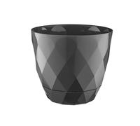 VERDENIA Karo Lot de 2 Pots de Fleurs Ronds, légers, pour l'intérieur et l'extérieur, Design Moderne, matériau en Plastique de qualité supérieure, 17,5 x 17,5 x 15,3 cm, Anthracite