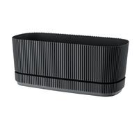 VERDENIA PERA Pot de Fleurs Ovale élégant avec Soucoupe spéciale, Finition Anthracite élégante, léger, pour l'intérieur et l'extérieur, 29 x 13 x 12 cm, Anthracite