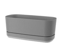 VERDENIA PERA Pot de Fleurs Ovale élégant avec Soucoupe spéciale, Finition Anthracite élégante, léger, pour l'intérieur et l'extérieur, 29 x 13 x 12 cm, Gris