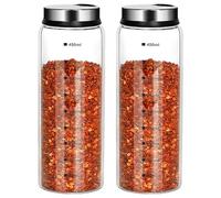 Verdental Lot de 2 salières et poivrières avec trous de sortie réglables en verre transparent pour décoration de cuisine, maison, restaurant, barbecue, camping, ferme (450 ml)