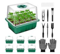 Verdenu Mini Serre pour Plantes, 6 Pièces 72 Cellules Intérieure Plateau Semis, Bac à Semis, Plaque avec Couvercles Rehaussés, Pépinière Boîte de Culture Durables, 20 Étiquettes, 7 Outils