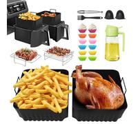 Verdenu Moule Silicone Air Fryer, Lot de 20 Accessoires Air Fryer pour Ninja foodi Dual Zone AF300EU/AF400EU, avec Bouteille d'Huile, 7.6L-9.5L Accessoires Air Fryer Ninja