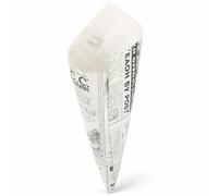 Verdturee - Cornets Papier Alimentaire Ingraissable Style Journal - Emballage Frites, Burgers & Snacks - Restauration Rapide & Street Food - Lot de 250
