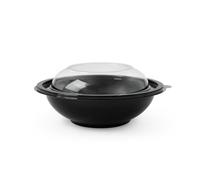 Verdturee - Lot de 10 Bols Ronds 750ml, 1000ml avec Couvercles - Transparent - Contenants Alimentaires pour Salades, Fruits, Repas à Emporter (20, NOIR, 1000ML)