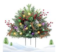 Verdure artificielle de Noël pré-éclairée | Buissons de fleurs pré-éclairés de Noël pour la maison, l'appartement, les vacances, l'extérieur, le jardin, la cour