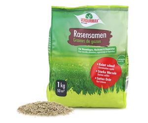Verdurmax 1 kg de semences de gazon - Mélange de haute qualité pour 40 m² de pelouse dense, résistante et à germination rapide - Idéal pour la création, le regarnissage et la réparation du gazon