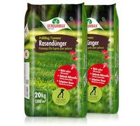 Verdurmax 2 x 5 kg d'engrais pour gazon Printemps & Été - Engrais à libération prolongée avec azote pour 500 m² de gazon vert luxuriant - Sans danger pour les chiens - Compatible avec épandeur