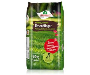 Verdurmax 20 kg d'engrais pour gazon Printemps & Été - Engrais à libération prolongée avec azote pour 1000 m² de gazon vert luxuriant - Sans danger pour les chiens - Compatible avec épandeur