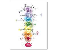 VERENIX Chakra Decor Poster de yoga - Art mural zen des 7 chakras - Impression sur toile sans cadre, blanc, multicolore, 40,6 x 61 cm