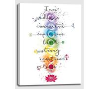 VERENIX Poster chakra Decor Yoga - Art mural zen des 7 chakras, 40,6 x 61 cm, encadré, blanc