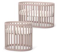 Veres Rom Lit bébé ovale (90x70 cm), kit d'extension sur lit (140x70 cm) + matelas * Cappuccino