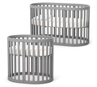Veres Rom Lit bébé ovale (90x70 cm), kit d'extension sur lit (140x70 cm) + matelas * Graphite