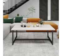 VERFARM Table basse rectangulaire moderne industrielle, design industriel, montage facile, table d'appoint en bois, table de salon, 90 x 45 x 42 cm, chêne noir