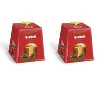 Vergani - Mini Panettone italien traditionnel Mignon - Panettone confectionné à Milan avec la recette originale italienne - Gâteau de Noël typique en Italie - Idée cadeau de Noël (Lot de 2)