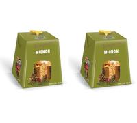 Vergani - Mini Panettone Poires Chocolat Mignon - Panettone italien traditionnel confectionné à Milan - Gâteau de Noël typique en Italie - Idée cadeau Noël (Lot de 2)
