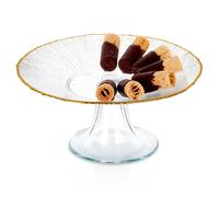 Vergoldete Tortenplatte aus Glas auf Fuß, 21 cm