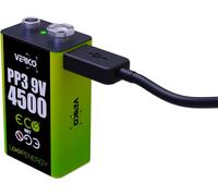 Verico LoopEnergy 9V Block 2er Pack, PP3, 4500mWh, Wiederaufladbare USB-C Battery, Li-ION, 1 Ladekabel USB Type A Auf 2 x Type C