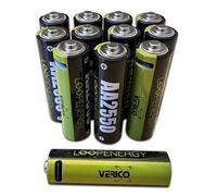 VERICO LoopEnergy AA 2550 Wiederaufladbare USB-C Batterie AA 1,5V 2550mWh (1700mAh) Li-ION, Schnellladung Via USB-C Anschluss in ca. 2 Stunden, 12er Pack AA, 3 Stück Kabel USB -A Auf 4 x USB-C