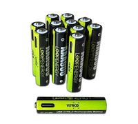 VERICO LoopEnergy AAA 900 Wiederaufladbare USB-C Batterie AAA 1,5V 900mWh (600mAh) Li-ION, Schnellladung Via USB-C Anschluss in ca. 2 Stunden, 12er Pack AAA, 3 Stück Kabel USB -A Auf 4 x USB-C, vert