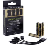 Verico Piles rechargeables LoopEnergy Pro AAA 1125 – Li-ion 750mAh USB-C Lot de 4 + câble